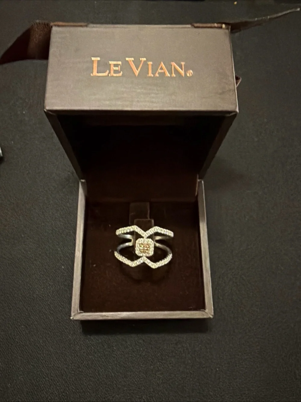 Le Vian 14k Vanilla Gold Chocolate Diamond Cross Cross Ring